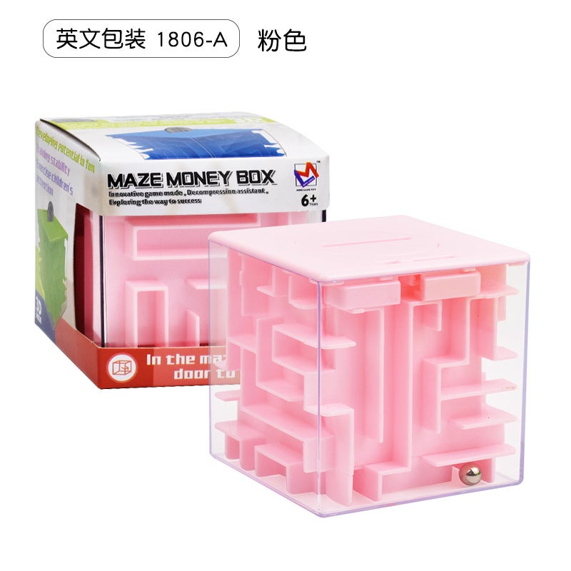 E-Commerce 7Cm Intelligence Maze Toy 6-Sided 3D Three-Dimensional Maze Piggy Bank Transparent Bead Puzzle Cube - Image 1